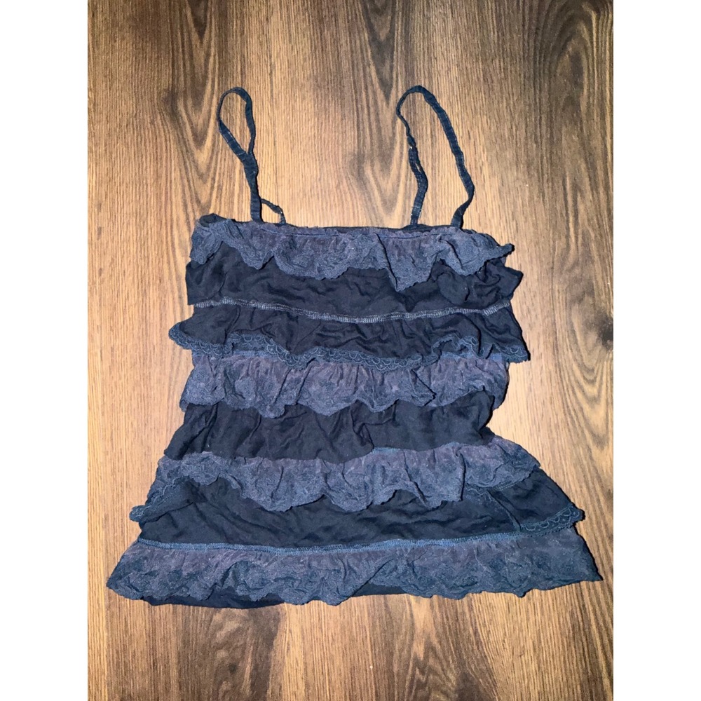 Y2K 2000s Hollister Ruffle and Lace Tank Top Size Large